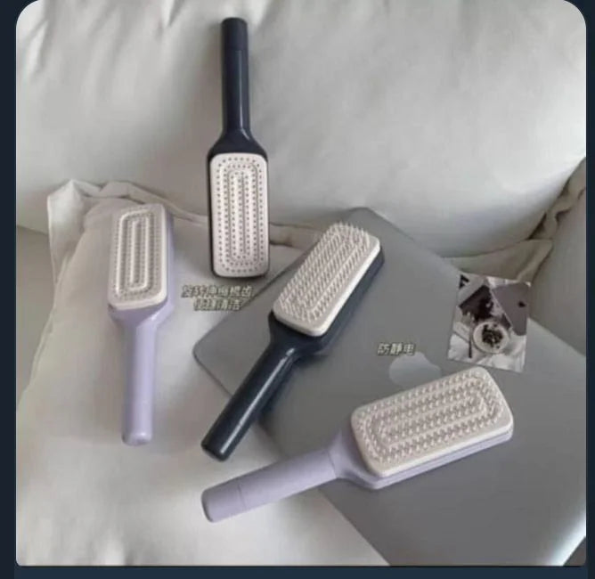 Self-cleaning hairbrush