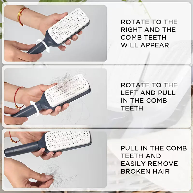 Self-cleaning hairbrush