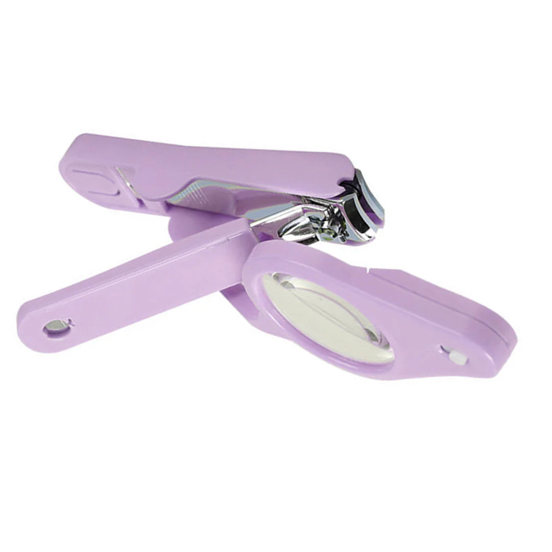 Magnified nail clippers with LED light