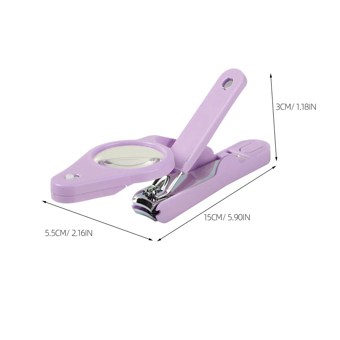 Magnified nail clippers with LED light